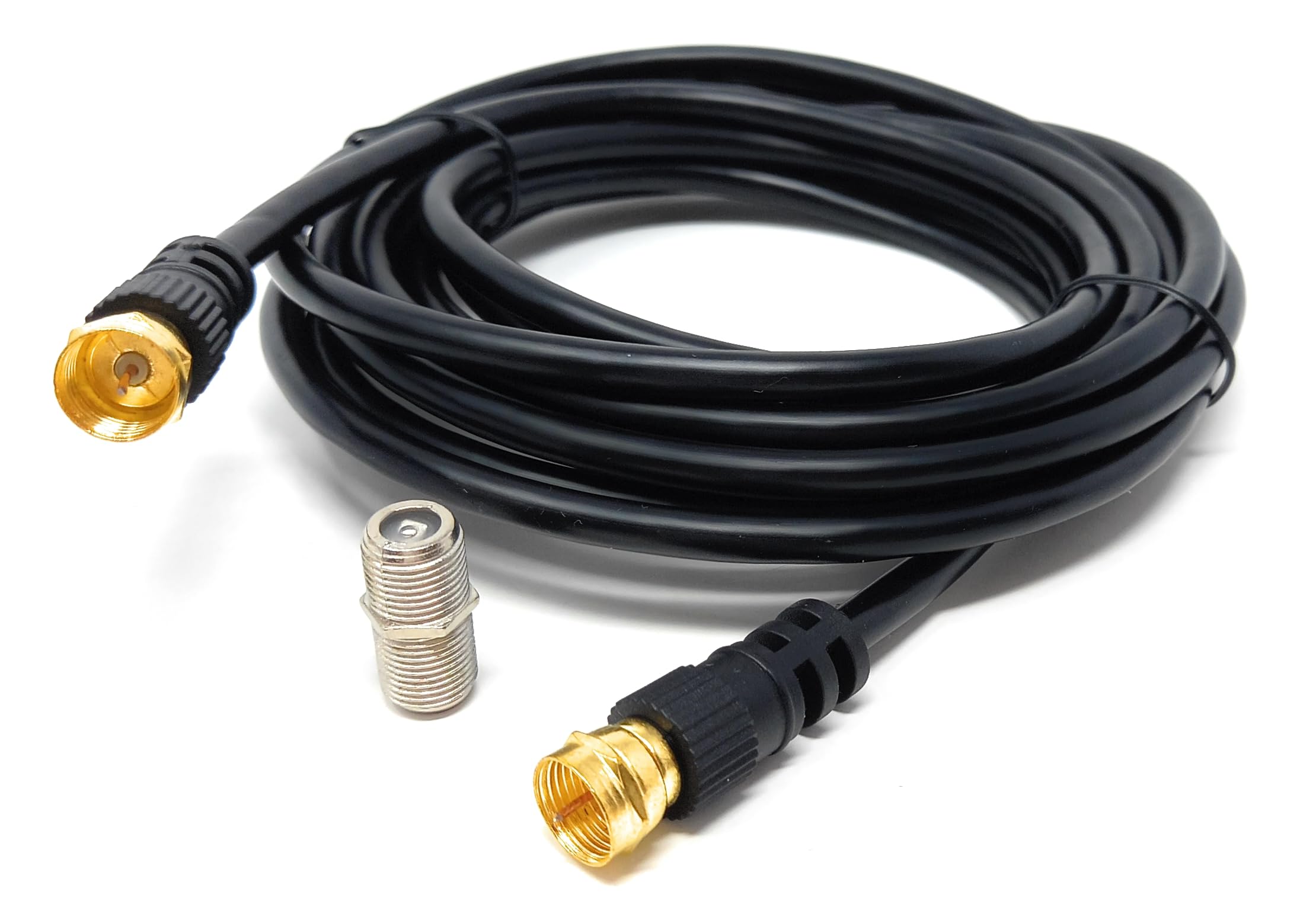 DRUT F-Type Connector TV RG6 Cable With (F-Type Female Coupler) Compatible With STB, Dish TV, Satellite, Antenna Coax Cable Lead