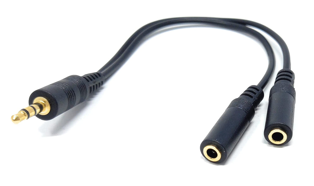 DRUT 3.5mm Jack to Socket Audio Cable Y Headphone Splitter Stereo for Microphones, Headphones Adapter for Phones, Earphones, Speakers, Tablets, PC Extension Lead Gold Plated