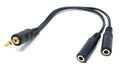 DRUT 3.5mm Jack to Socket Audio Cable Y Headphone Splitter Stereo for Microphones, Headphones Adapter for Phones, Earphones, Speakers, Tablets, PC Extension Lead Gold Plated
