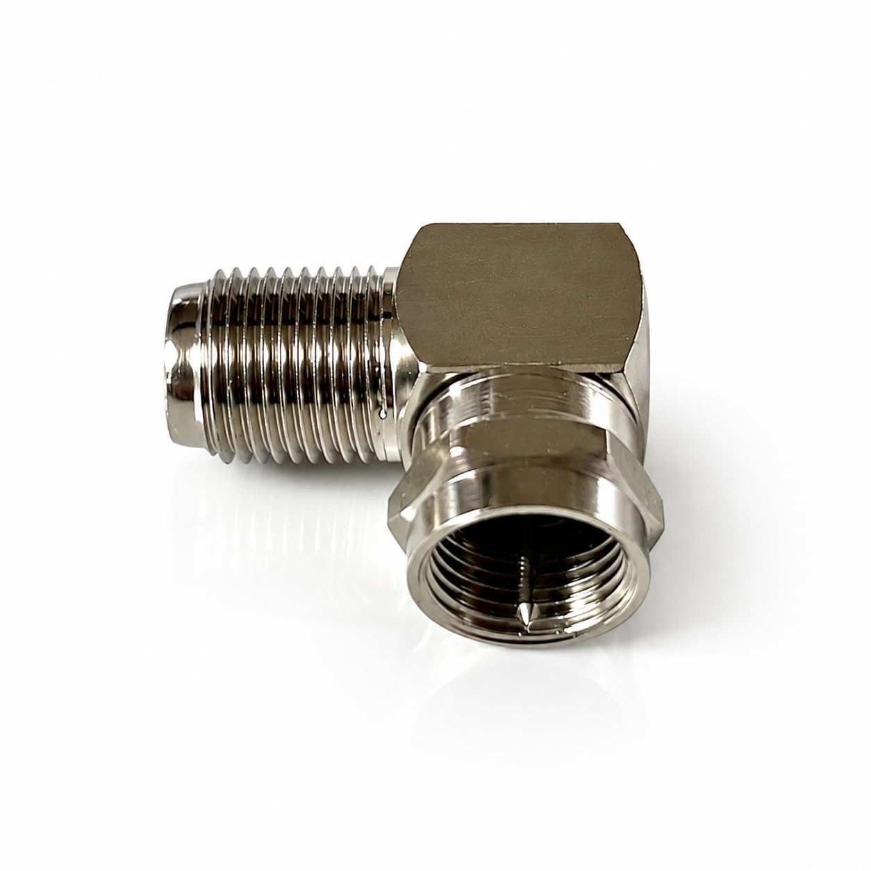 DRUT F Type Socket to Right Angle Male Plug Coupler Adapter, 90 Degree Coaxial RF Connector for TV, Satellite, Aerial and Cable Installations