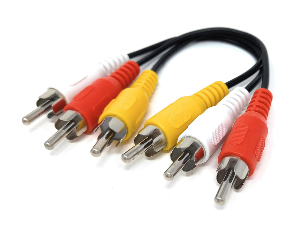DRUT Triple 3 x RCA to RCA Phono Plugs to Plugs Composite, Audio Video Male to Male Cable Lead Nickel Contacts