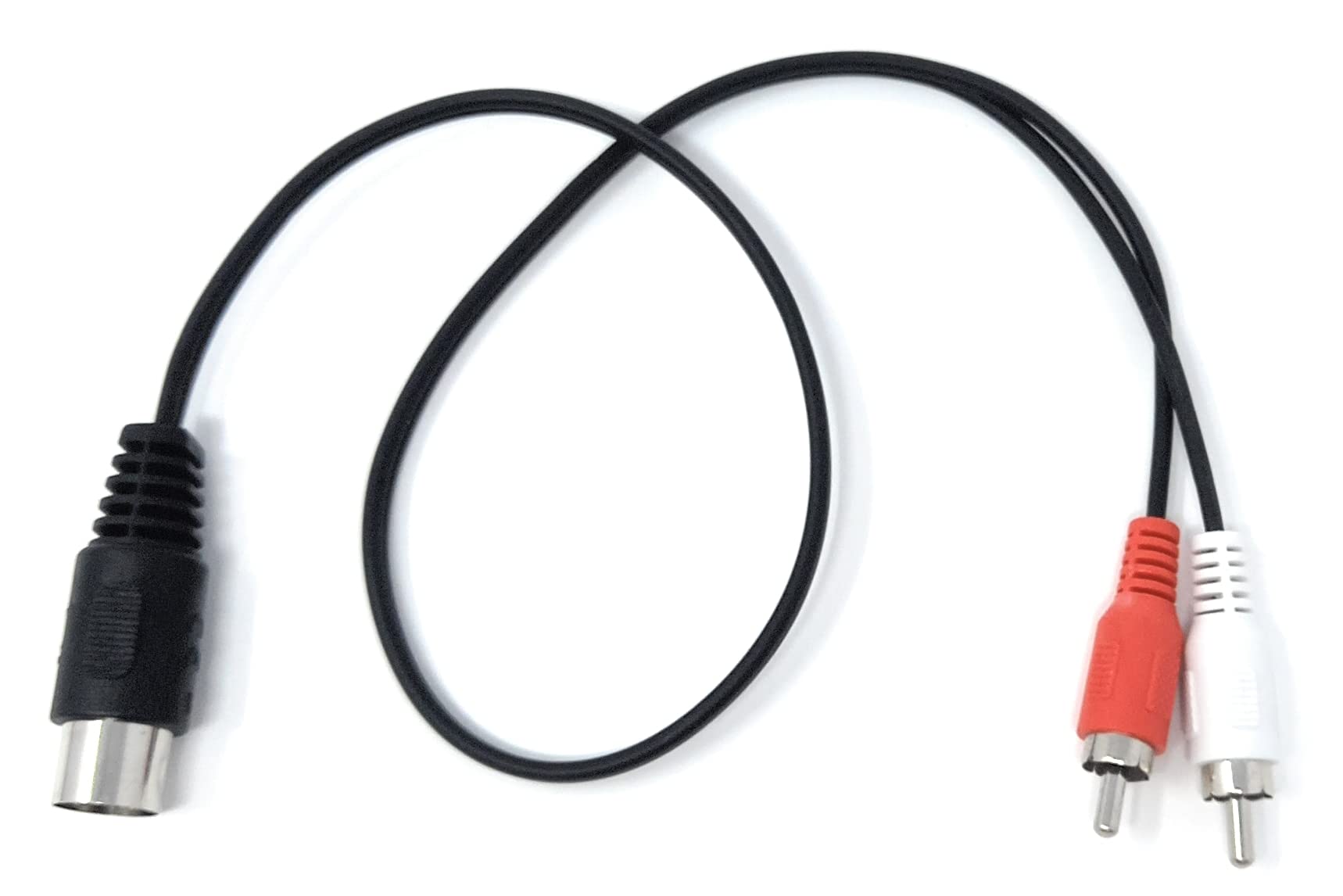 DRUT 5 Pin Midi Male Din Plug to 2 x RCA Phono Male Plugs Audio Cable (wired 3+5) to 2 x RCA plugs