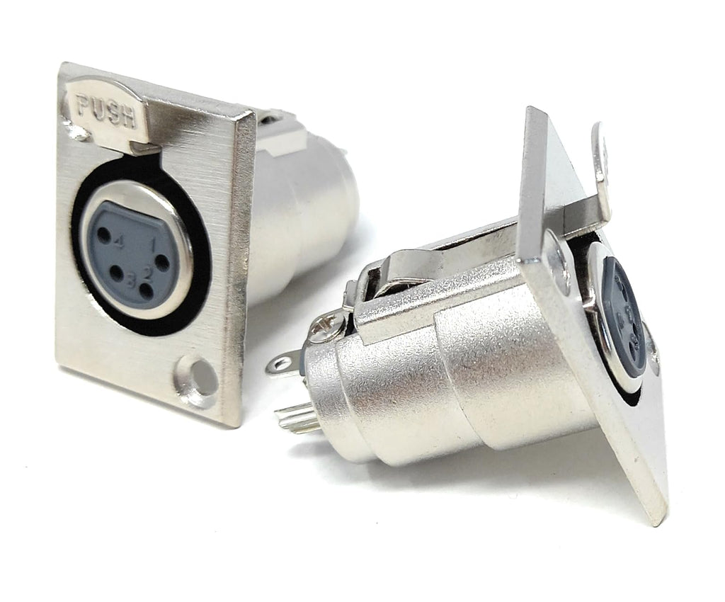 DRUT 4-Pin XLR Male Panel Mount Socket - D-Series Chassis Audio Connector for Microphones, Speakers, and Musical Instruments