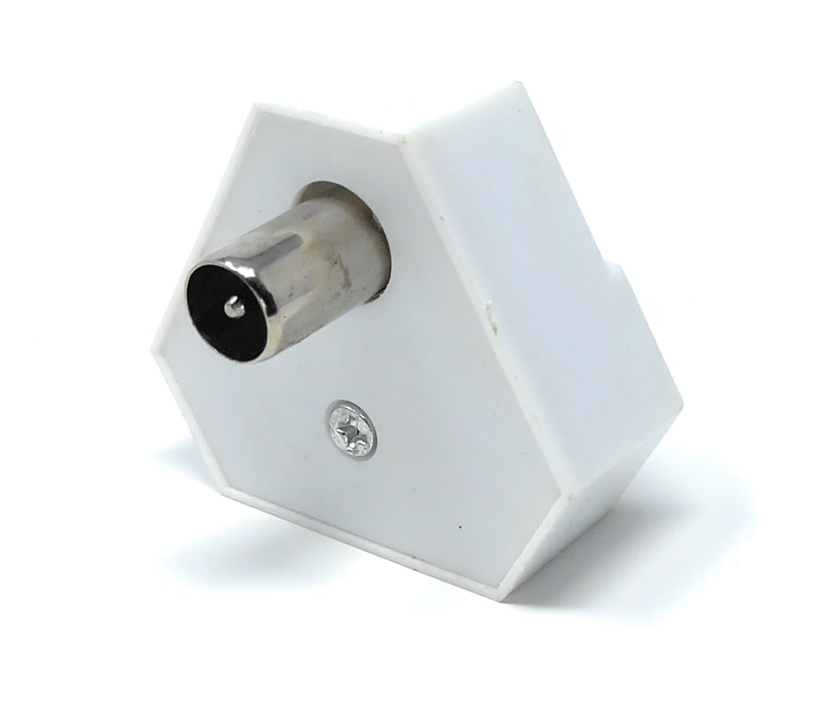 DRUT TV RF Aerial Antenna Coax Splitter, 1 Male to 2 Way Female Sockets Adapter Connector Joiner