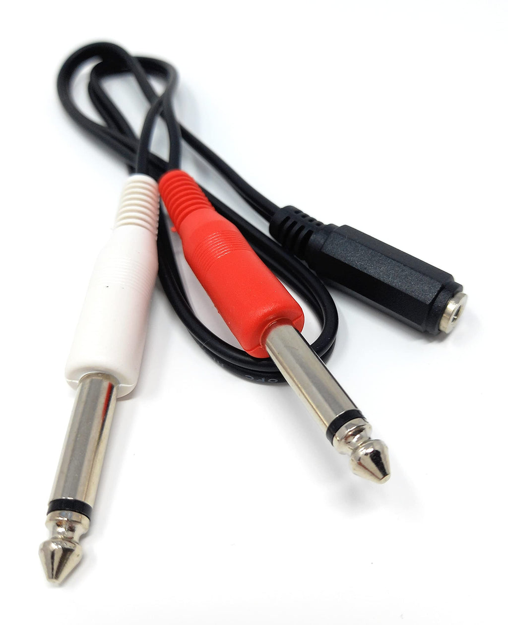 DRUT 6.35mm Stereo Socket to Twin 2 x 6.35mm Mono Jack Plugs Cable Adapter create description