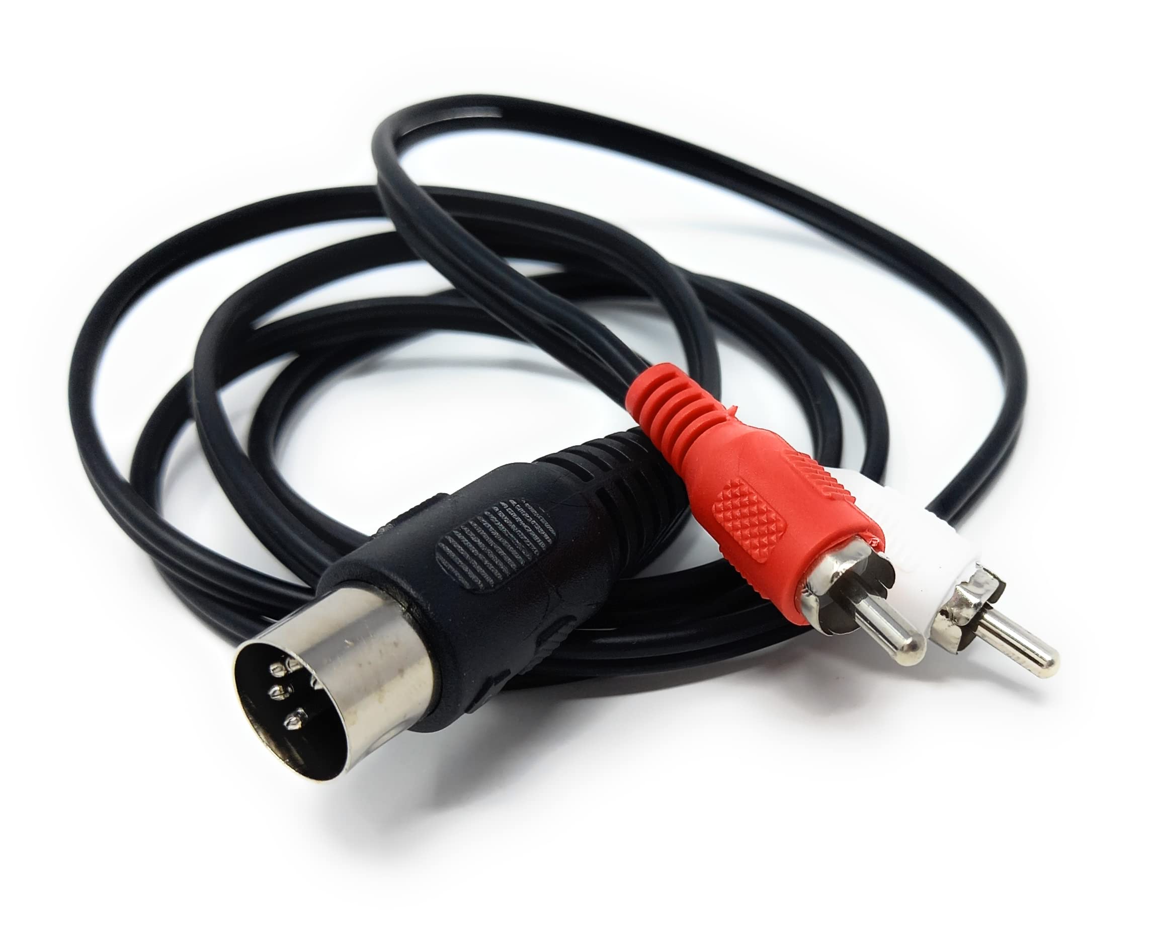 DRUT 5 Pin Midi Male Din Plug to 2 x RCA Phono Male Plugs Audio Cable (wired 3+5) to 2 x RCA plugs