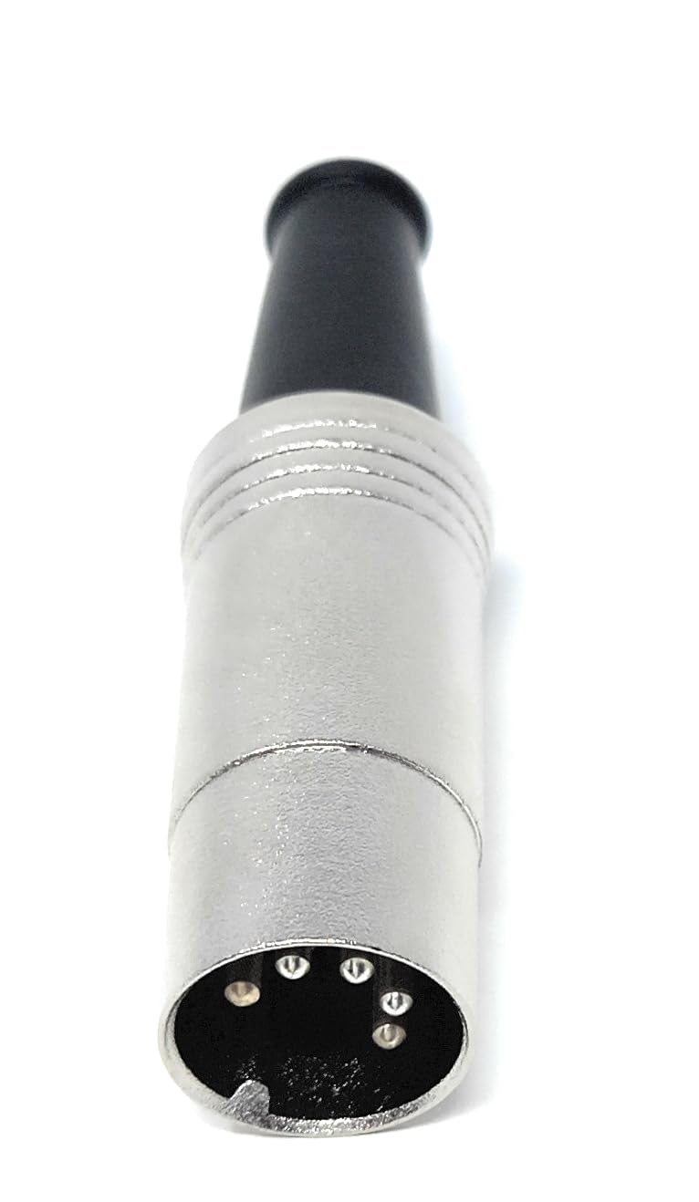 DRUT 5 Pin MIDI DIN Plug Audio Adapter Metal Body and Rubber Strain Relief, Solderable Connections