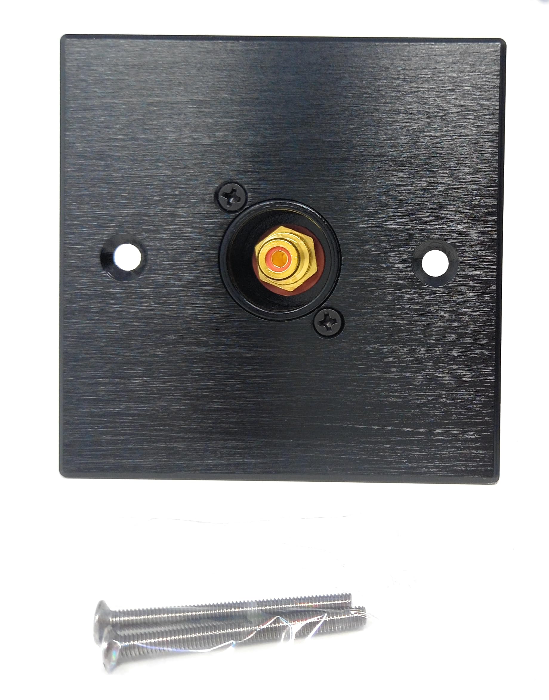 Brushed Aluminium Single RCA Phono Socket Female AV Audio Video D-Series Outlet Wall Faceplate – Durable Metal Plate with Screws Included