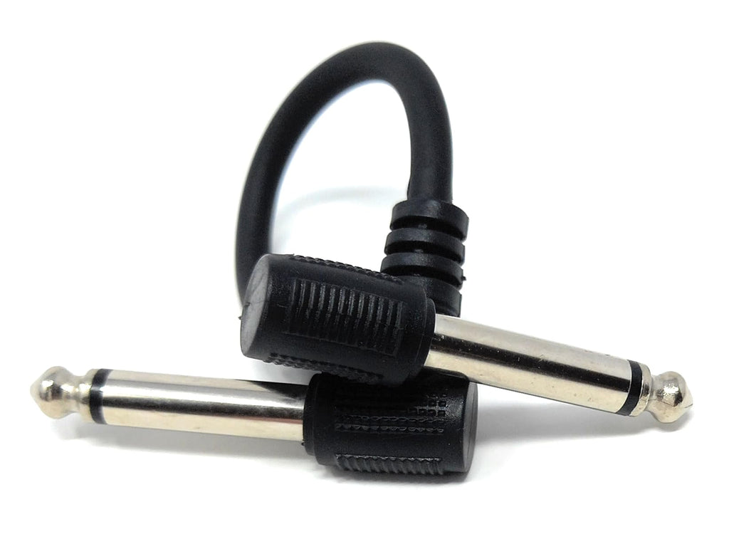 DRUT Patch Cables 6.35mm (1/4") TS Mono 90 Right Angle Jack to Jack Cable Lead, Compatible With Guitar, Bass, Acoustic, Effects Pedal, Mixer, Speaker, DJ, Music instruments