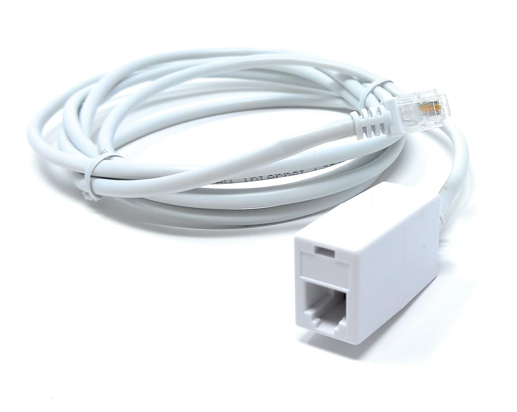 DRUT RJ11 to RJ11 ADSL 2+ Male to Male Cable with Female Coupler, BT Telephone, Broadband, Modem Extension Lead, Gold Plated Connectors