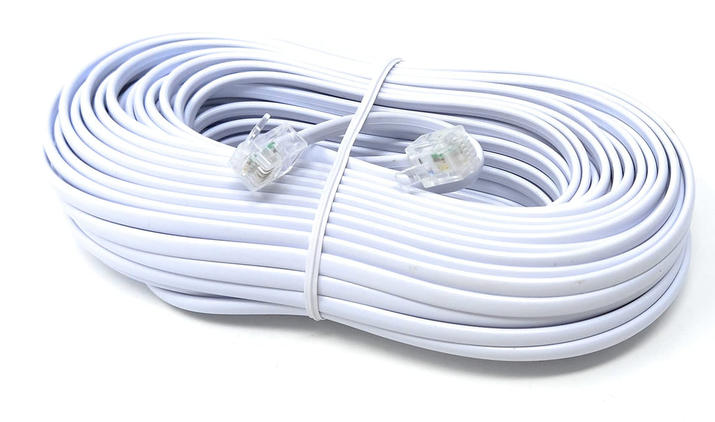 DRUT RJ11 to RJ11 Telephone Landline Cable ADSL (6P4C) Flat Lead High Speed BT Internet Broadband Male to Male Router, Modem, Phone Extension Wire
