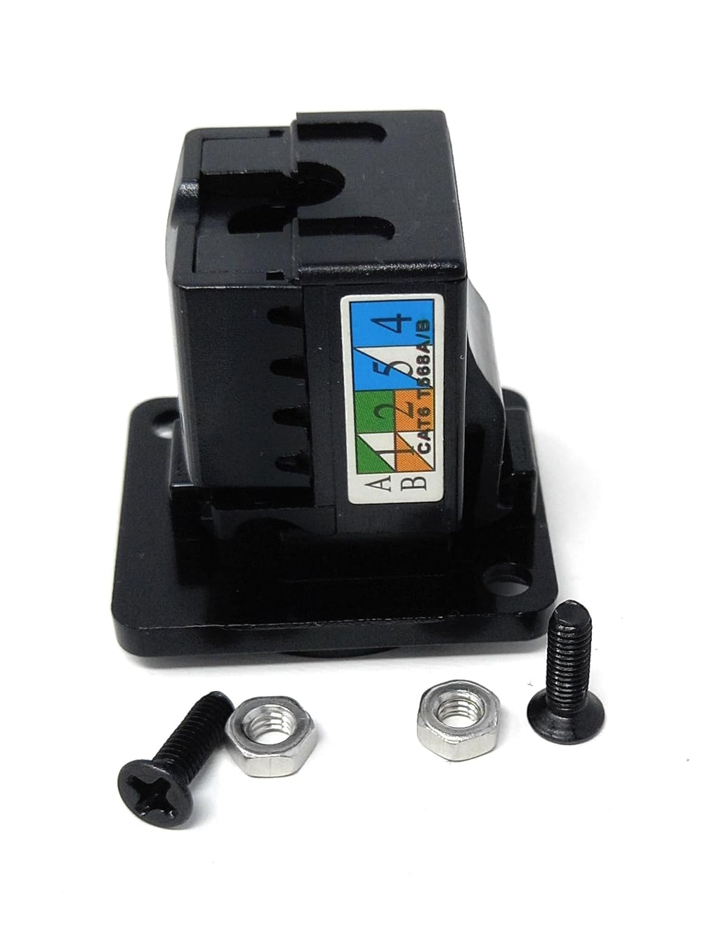 DRUT Cat6 RJ45 D-Series Chassis Mount Insert, IDC Punch Down Style Keystone Jack for Bare Wire Cables, Black – Compatible with Standard Faceplates and Wall Plates