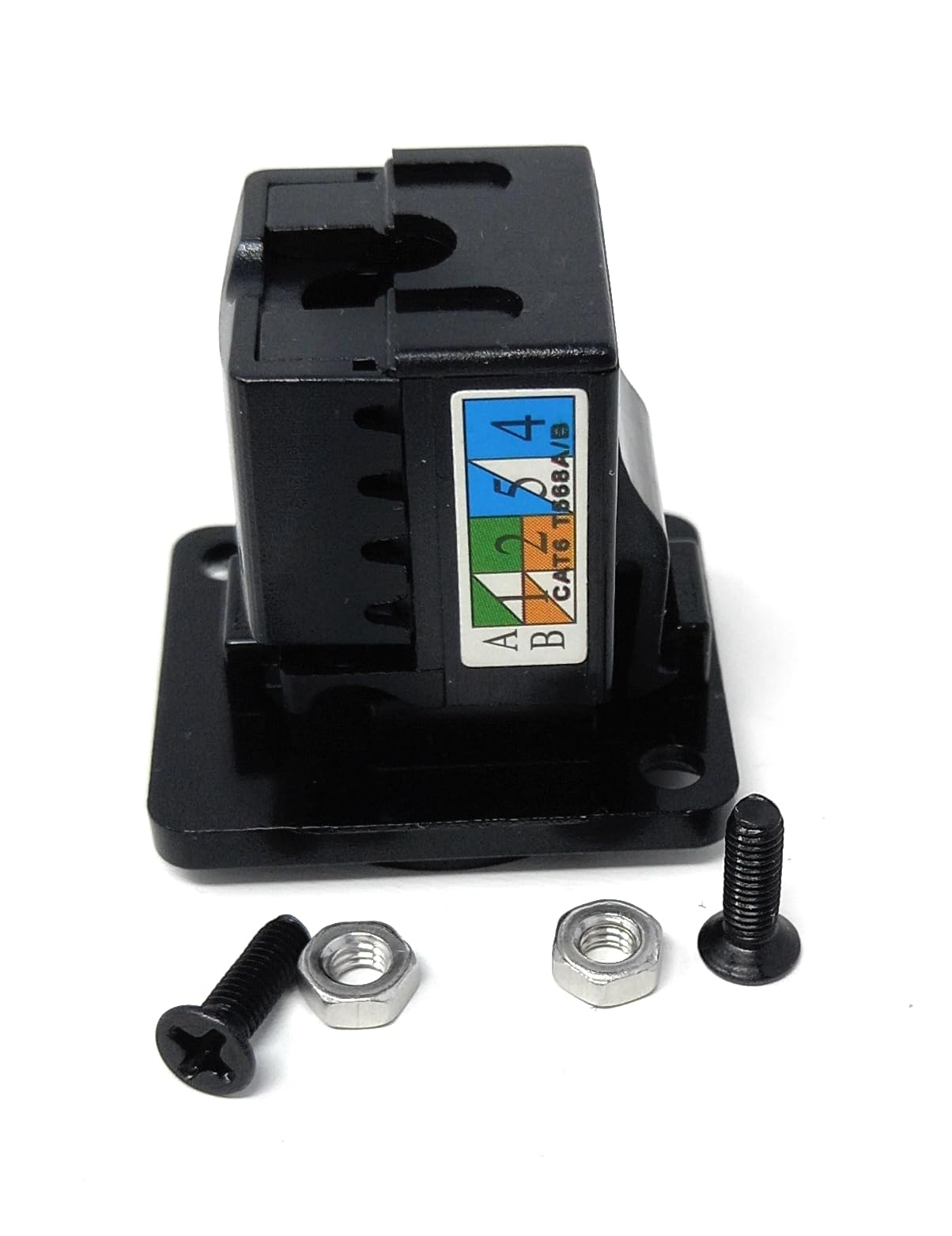DRUT Cat6 RJ45 D-Series Chassis Mount Insert, IDC Punch Down Style Keystone Jack for Bare Wire Cables, Black – Compatible with Standard Faceplates and Wall Plates