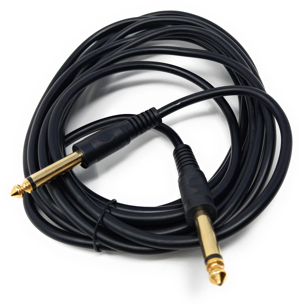 DRUT 6.35mm to 6.35mm Mono 1/4'' TS Jack Plug Speaker, Guitar, Instrument, Patch Cable Gold Connectors