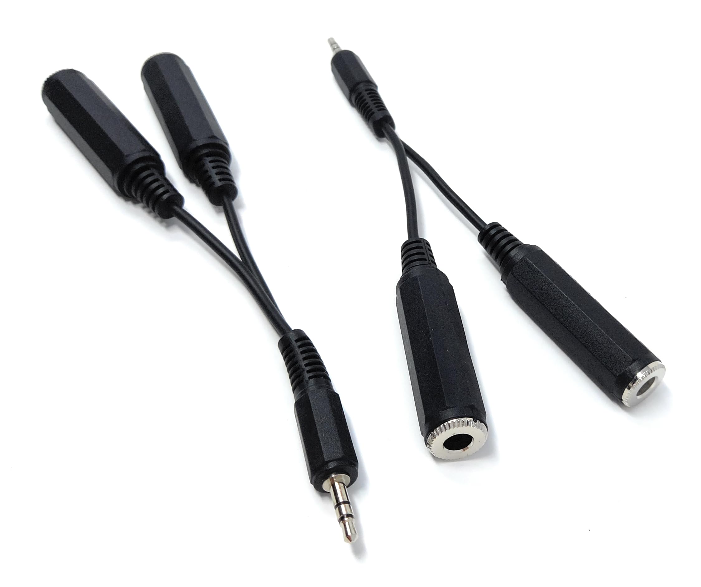 DRUT 1pcs 3.5mm Stereo Jack to Twin 2 x 6.35mm 1/4'' Mono Sockets Audio Cable Adapter Splitter (Black)