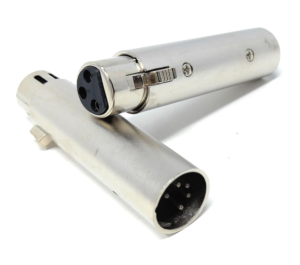 5-Pin XLR Male to 3-Pin XLR Female DMX Converter Adapter – Audio Connector for DMX Stage Lighting, Dimmer Console, Microphone