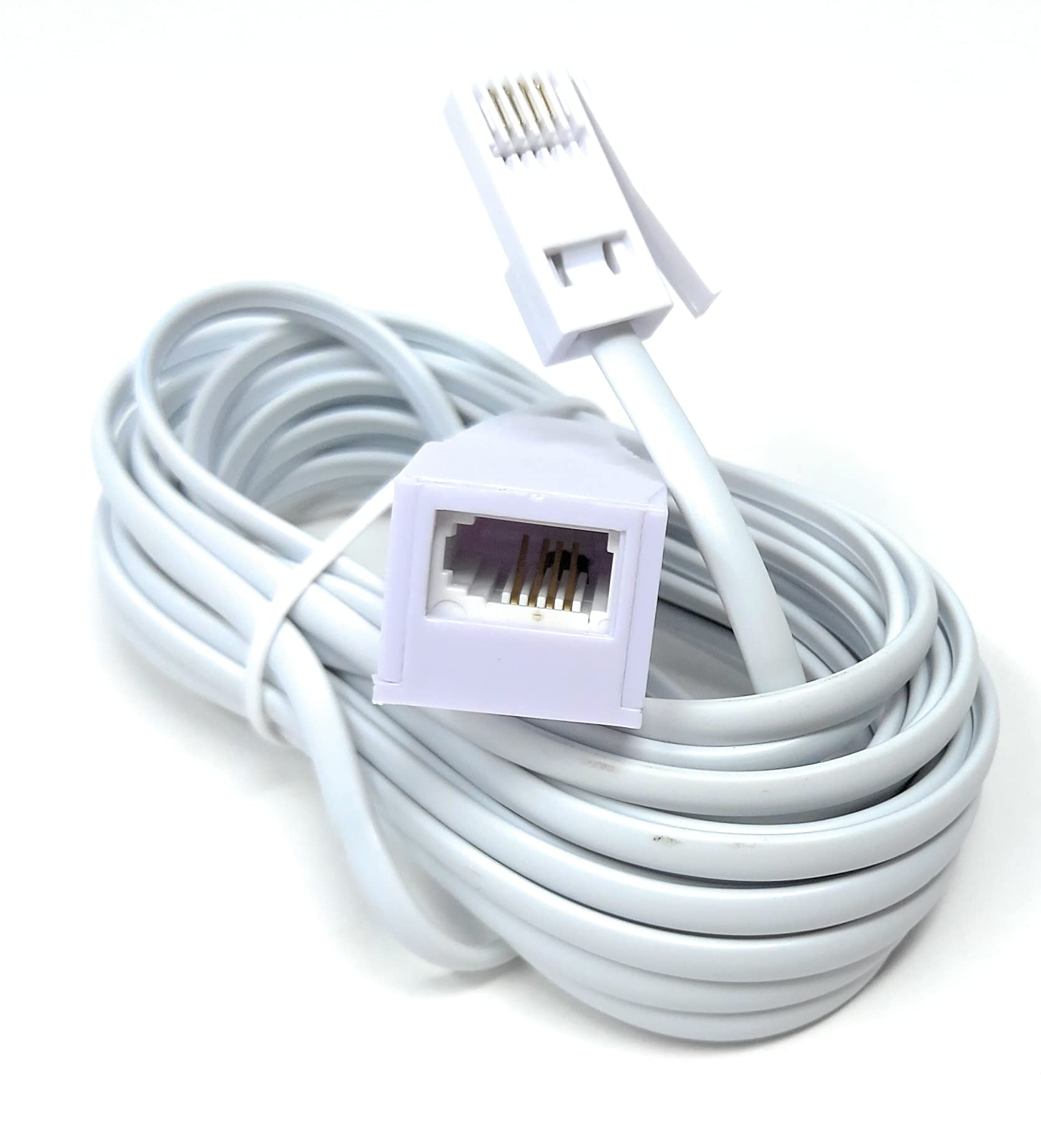 DRUT BT Extension Telephone Line Cable 431A, BT Male to Female Socket, 4 Wire, Flat Lead