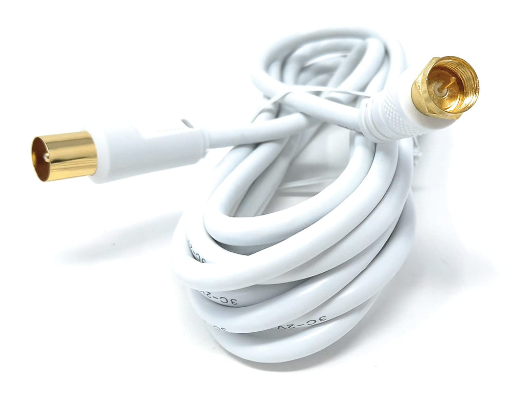 DRUT RF TV Aerial Male to F Type Connector Male Plug Coaxial Coax Cable, Lead, 75 Ohm, 3C-2V