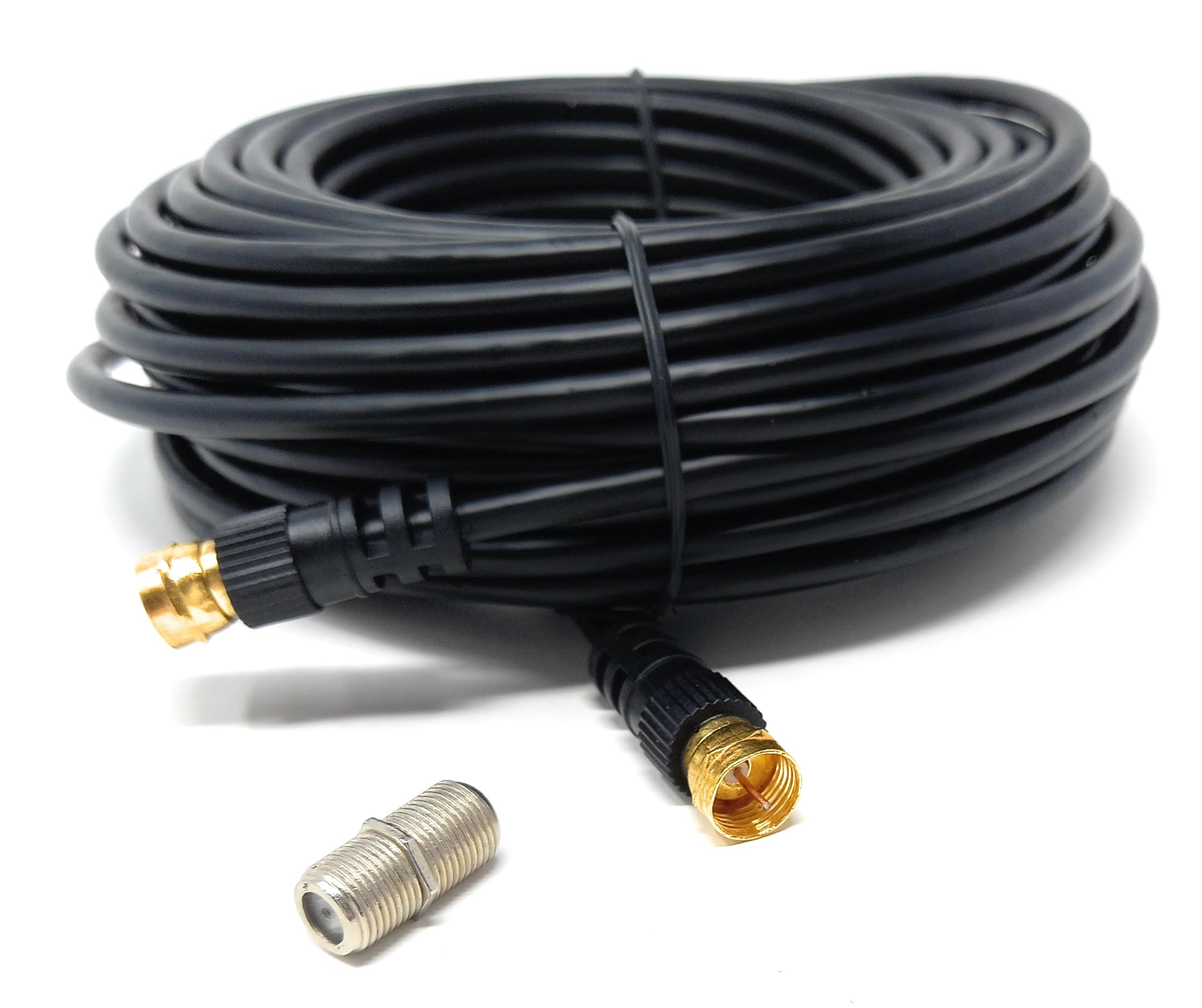 DRUT F-Type Connector TV RG6 Cable With (F-Type Female Coupler) Compatible With STB, Dish TV, Satellite, Antenna Coax Cable Lead