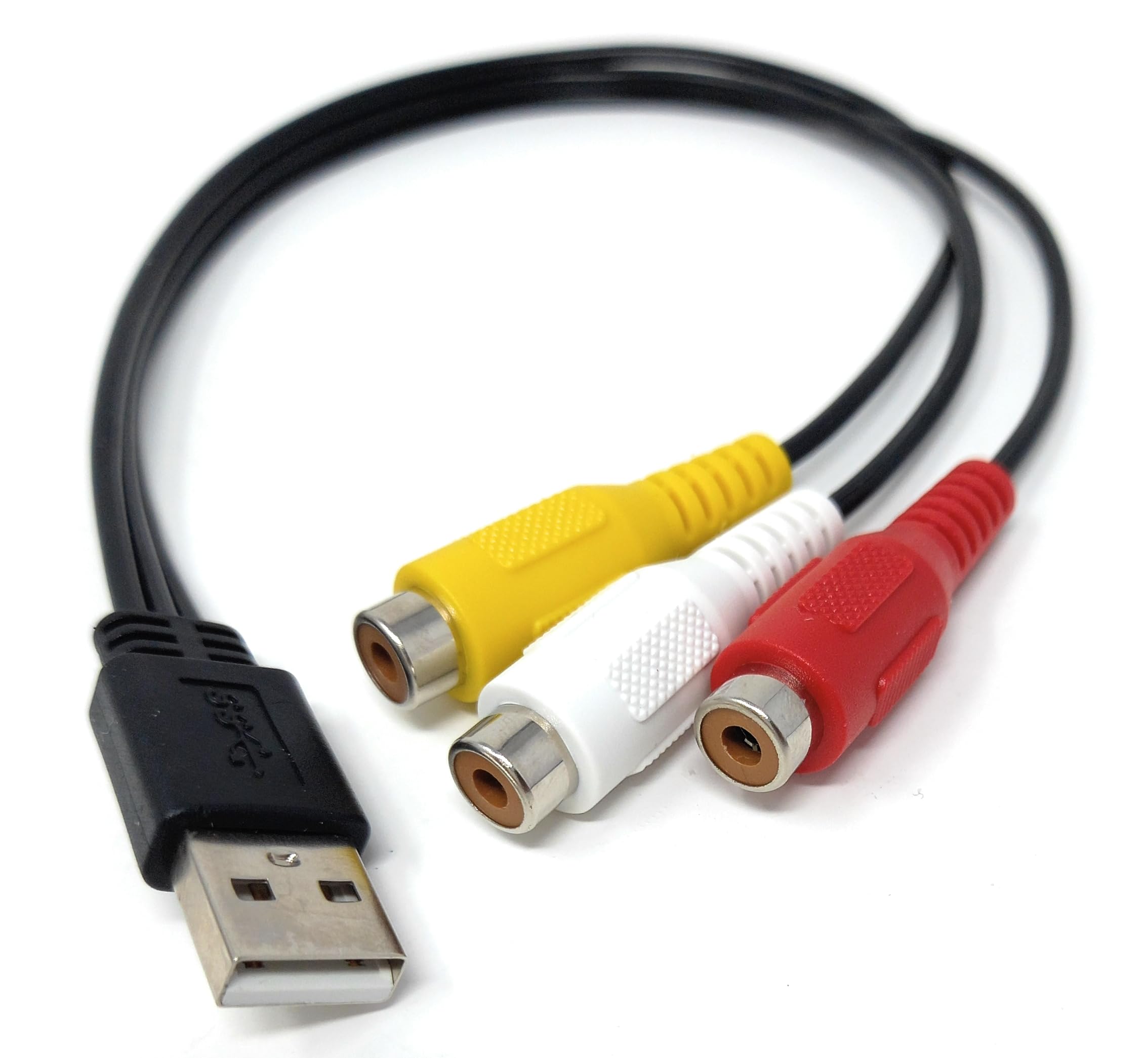 DRUT USB 2.0 to RCA Adapter Cable, Audio Video Composite Converter, 24cm Male to Female Splitter Cord for TV, Game Consoles, Camcorders, PC