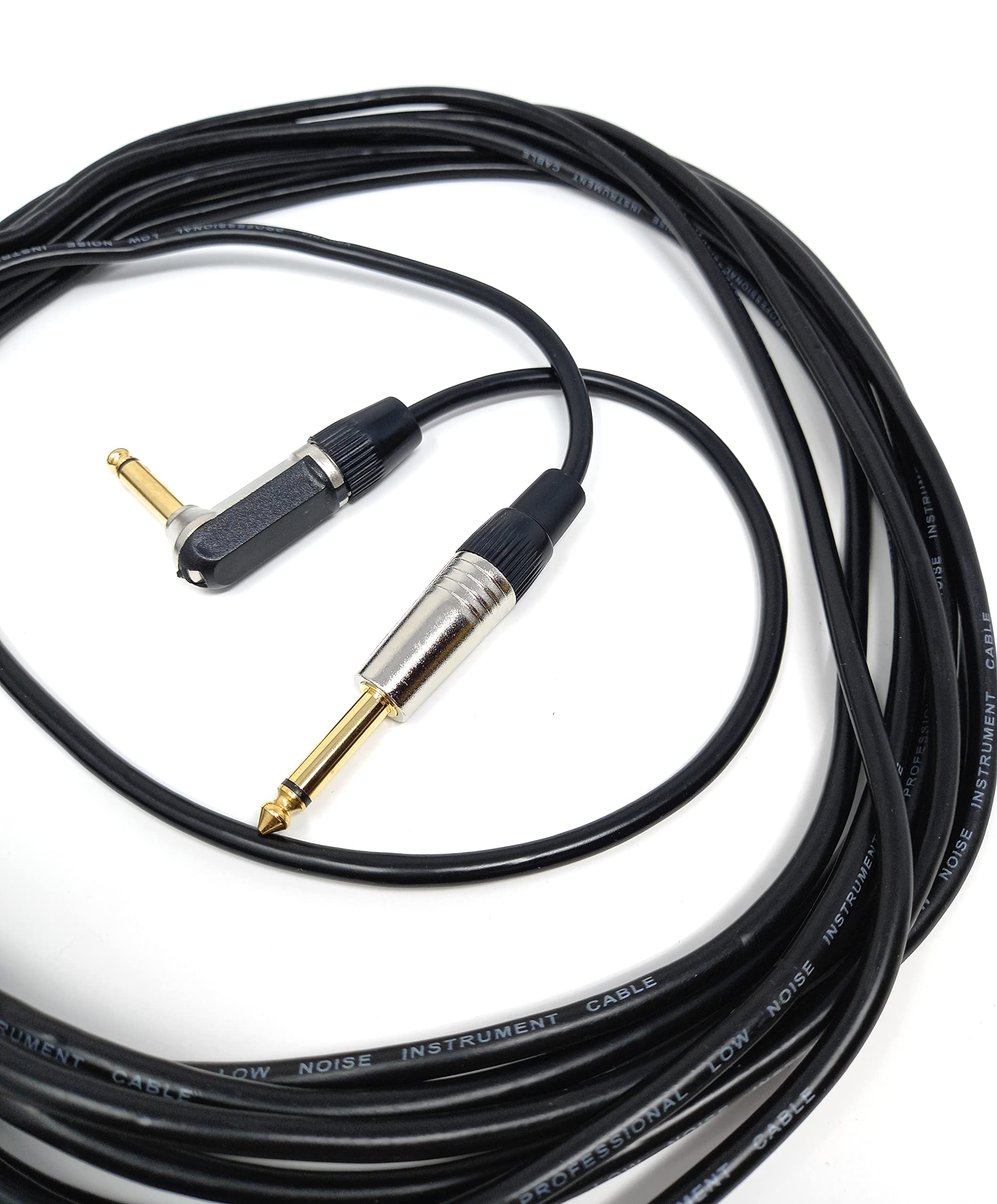 DRUT 6.35mm 1/4'' Right Angle MONO Male to Male Jack Cable Compatible with Guitar/Amp/Speaker Low Noise Lead Gold Connectors