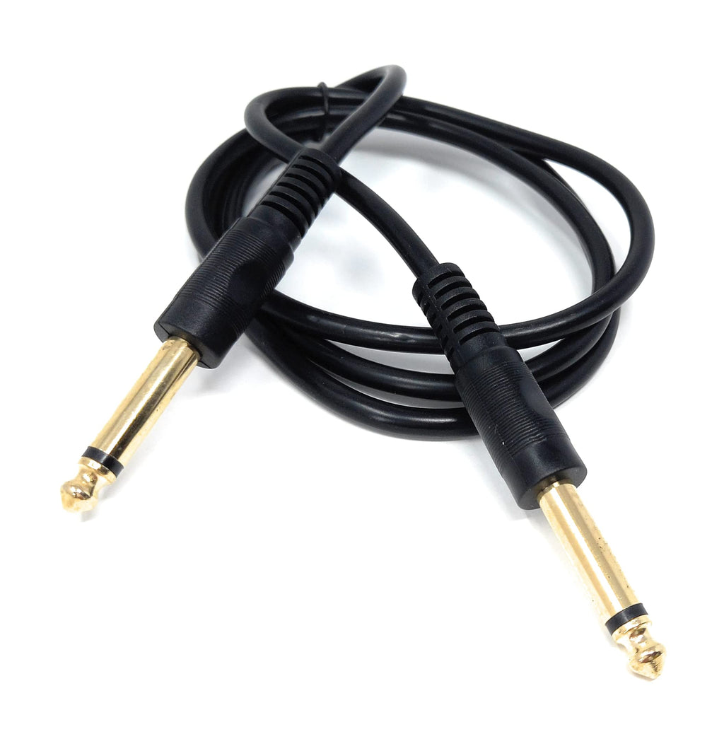 DRUT 6.35mm to 6.35mm Mono 1/4'' TS Jack Plug Speaker, Guitar, Instrument, Patch Cable Gold Connectors