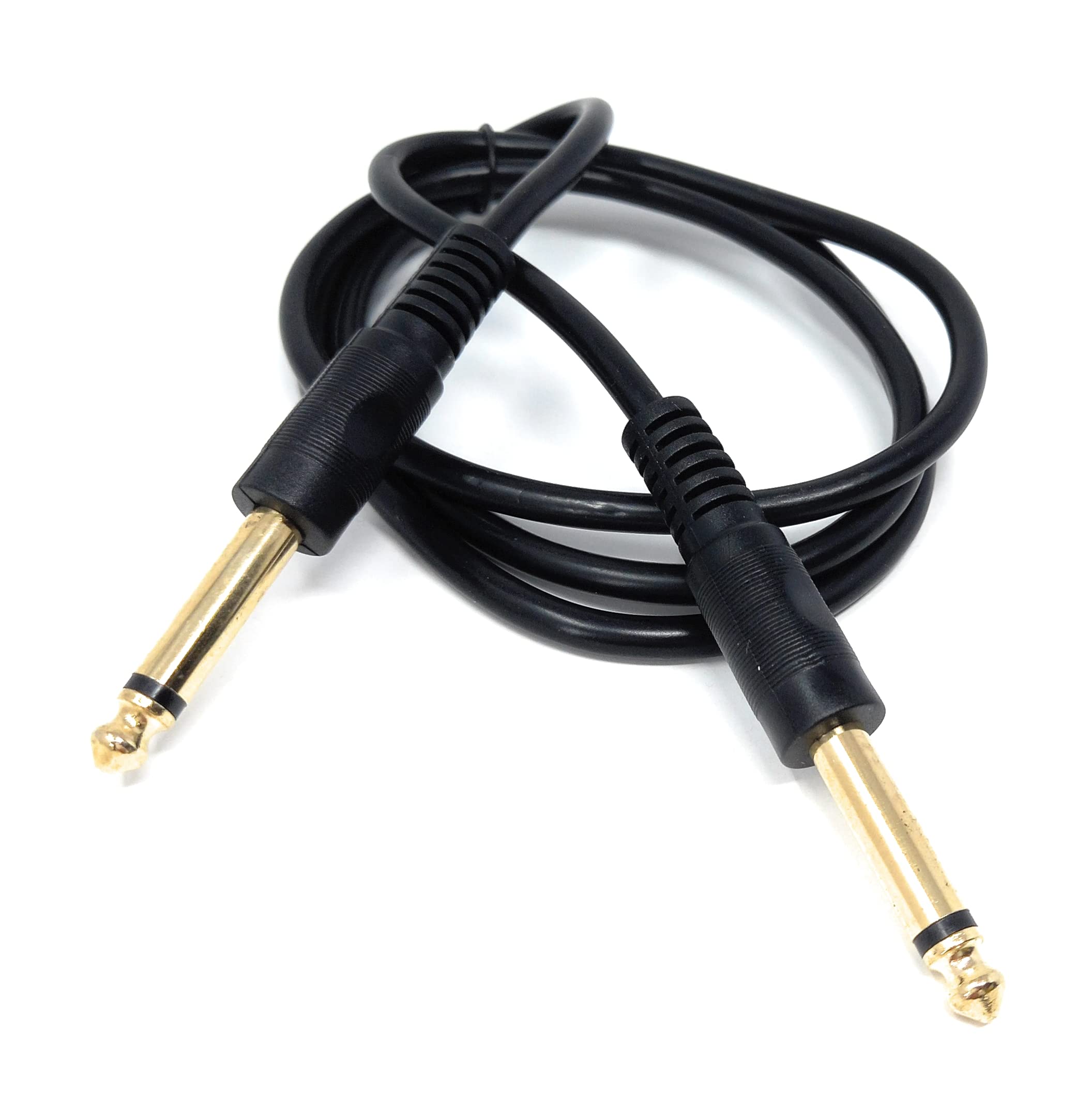 DRUT 6.35mm to 6.35mm Mono 1/4'' TS Jack Plug Speaker, Guitar, Instrument, Patch Cable Gold Connectors