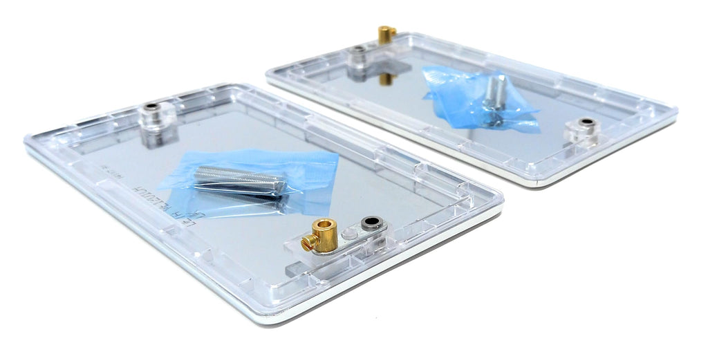 Double Two Gang Blanking Plate, Wall Faceplate, Cover for Electrical Sockets, Screws Included (Chrome)