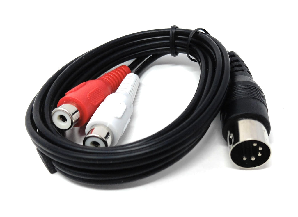 DRUT 1.2m 5 Pin DIN Male to 2 RCA Female Phono Sockets Screened Audio Video Cable Adapter 4ft