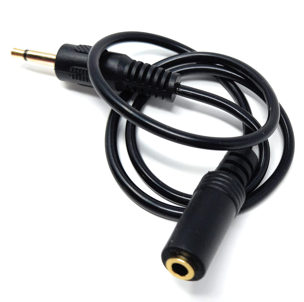 3.5mm Mono Jack to 3.5mm Socket Extension Cable Gold Connectors, Male Plug to Female Socket