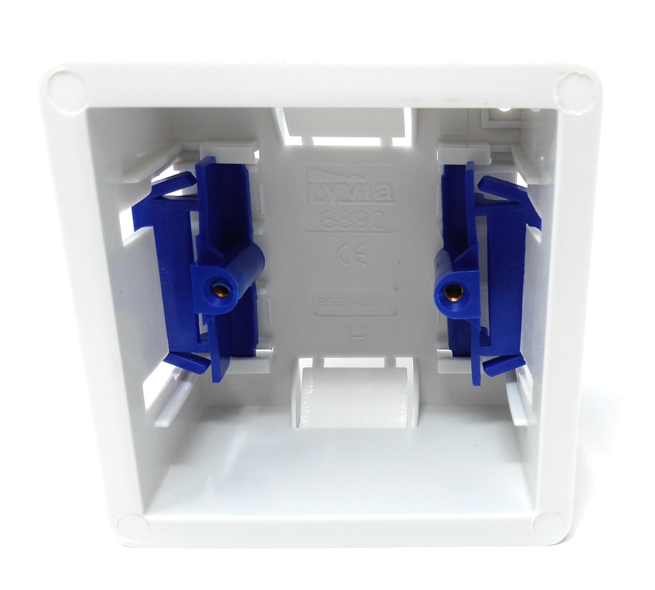 1 Gang Dry Lining Back Plasterboard Box, Pattress Box with Adjustable Lugs 47mm, for Faceplate