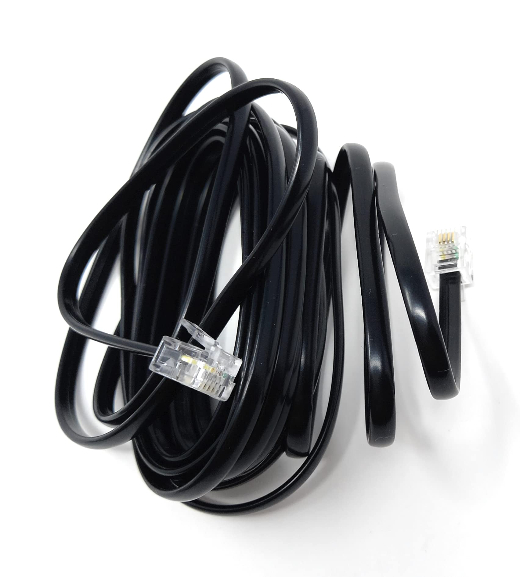 DRUT RJ11 to RJ11 Telephone Landline Cable ADSL (6P4C) Flat Lead High Speed BT Internet Broadband Male to Male Router, Modem, Phone Extension Wire