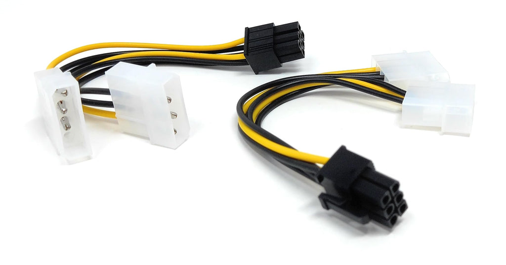 DRUT 15cm 6 PIN PCI Express to 2 x MOLEX LP4 Power Adapter Cable Lead