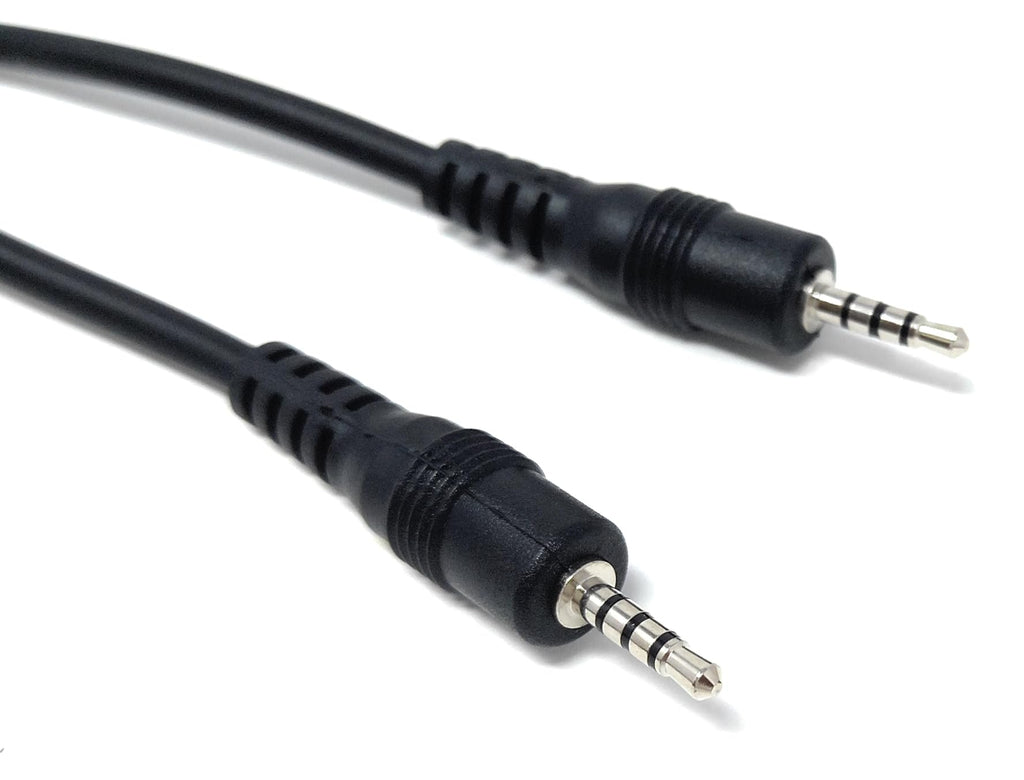 DRUT 2.5mm 4 Pole TRRS Jack to Jack AV Cable, Black, Audio Video Lead for Camcorder, Sat Nav, Portable DVD, Monitor, CCTV and Multimedia Devices