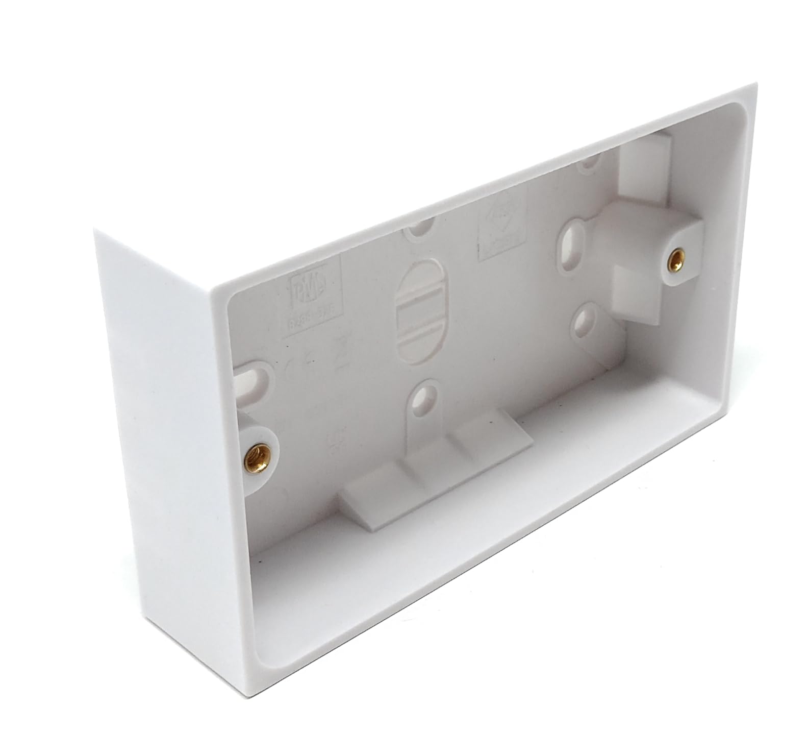 2 Gang Surface Mount Back Box – White Pattress 147mm x 86mm x 32mm, Durable Electrical & Network Faceplate Mounting Box