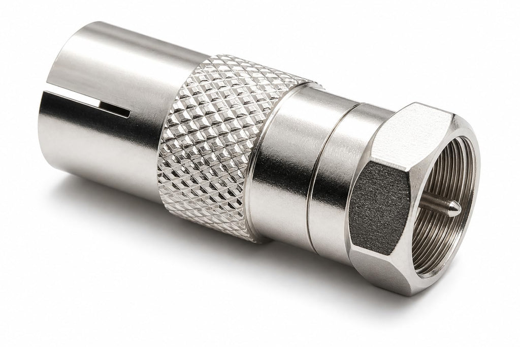 DRUT 1pcs F-Type Male to TV Aerial (RF) Female Adapter – Coaxial Plug Converter Compatible with Satellite, Freeview, Virgin, Sky Box, and TV Antenna Connections