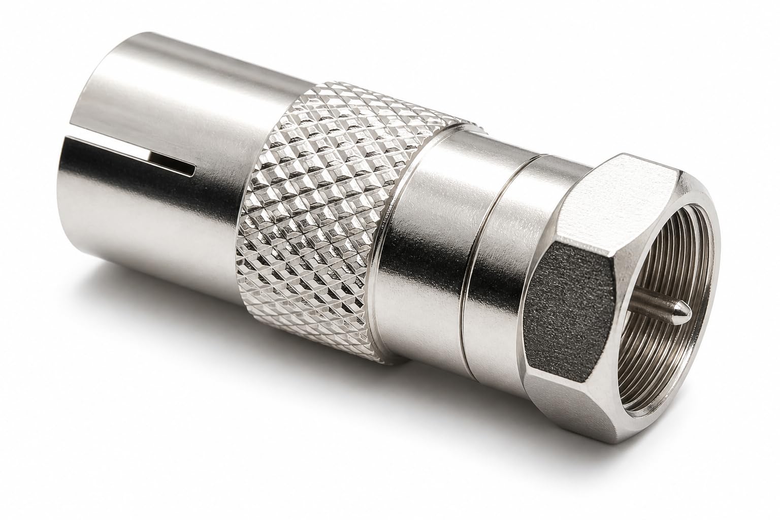 DRUT 1pcs F-Type Male to TV Aerial (RF) Female Adapter – Coaxial Plug Converter Compatible with Satellite, Freeview, Virgin, Sky Box, and TV Antenna Connections