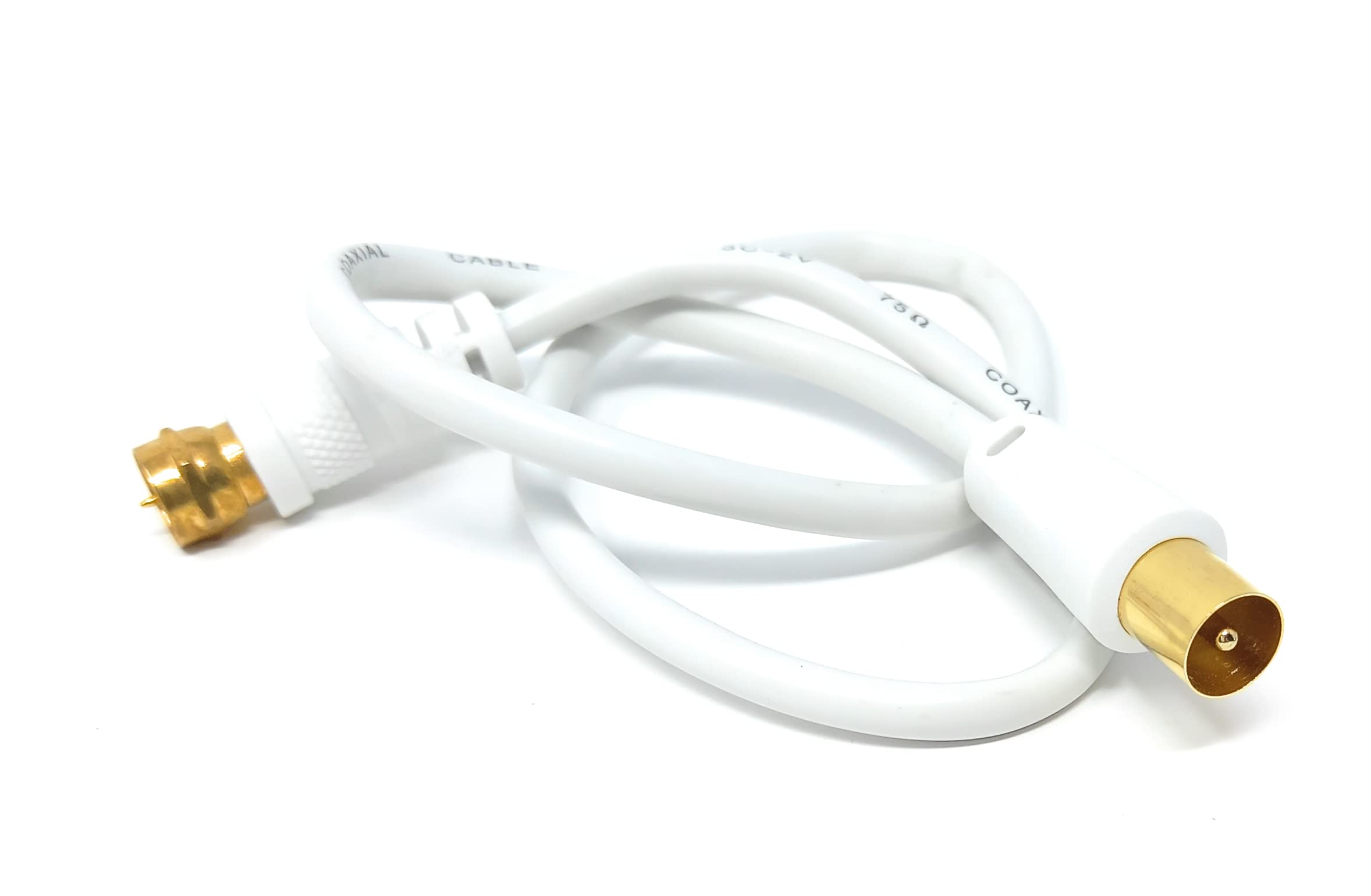 DRUT RF TV Aerial Male to F Type Connector Male Plug Coaxial Coax Cable, Lead, 75 Ohm, 3C-2V