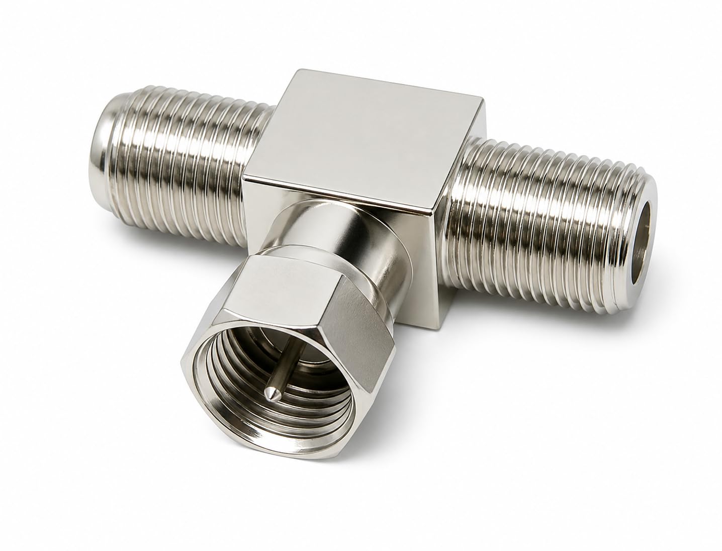 DRUT F-Type 2 Way Y Splitter Combiner TV Satellite Freeview Antenna Distributor Coax Adapter Male to 2 Female Distributor