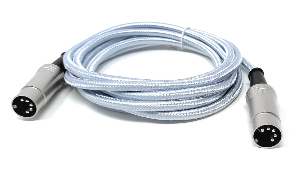 DRUT MIDI 5 Pin DIN Braided Screened Shielded Fully Wired Cable Lead for Midi Audio Equipment, White