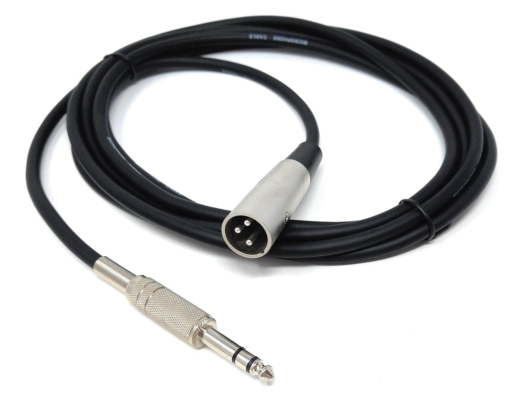 DRUT Stereo 6.35mm Jack to XLR Male 3 Pin Screened, Balanced, Flexible Audio Cable XLR Male to 1/4 TRS Stereo Cord for Pro HiFi, Guitar, Music Instrument, Microphone Lead