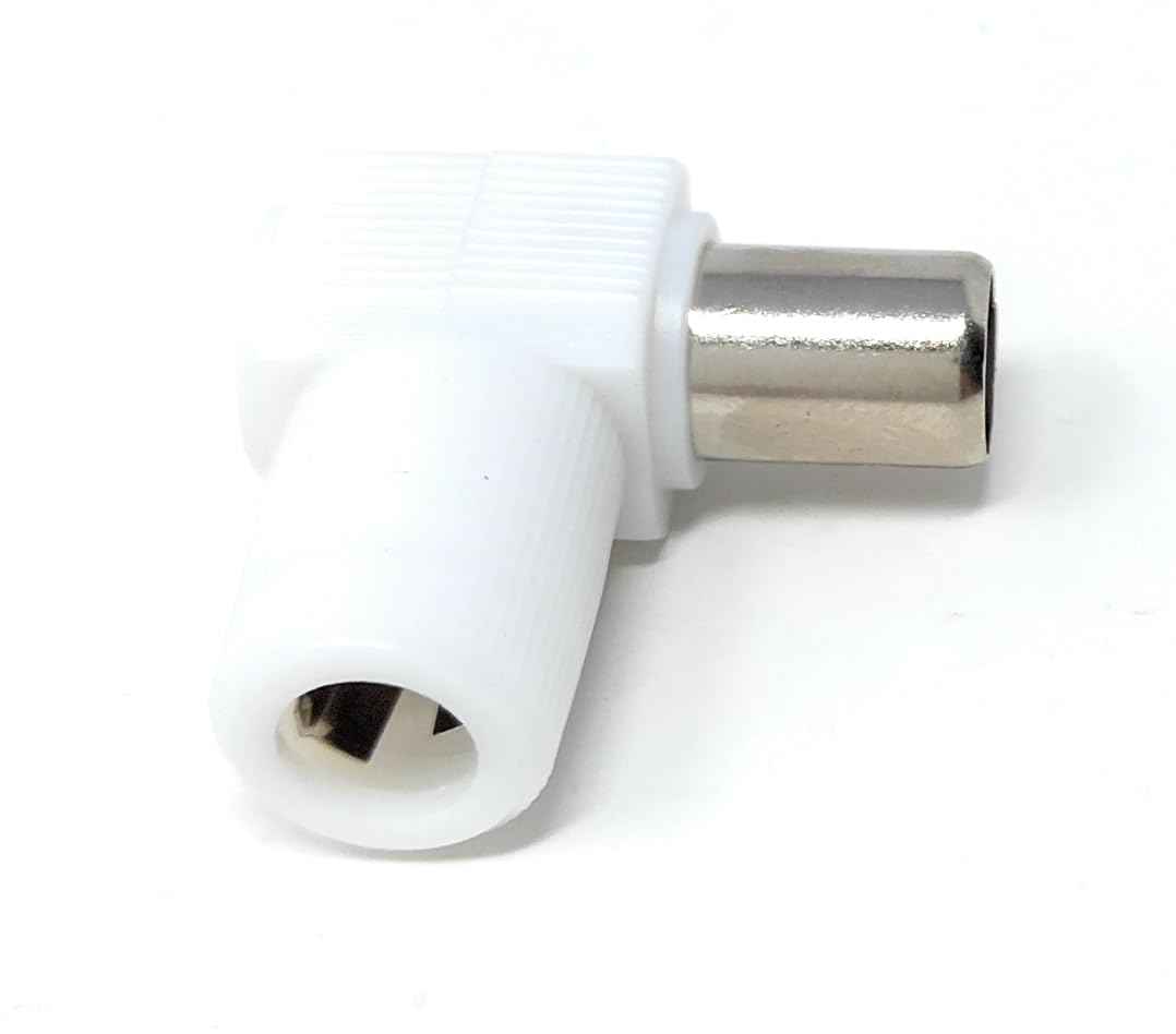 DRUT Right Angle RF TV Coax Plug Adapter for TV Aerial Antenna Cables - Screw Connection, No Soldering Required