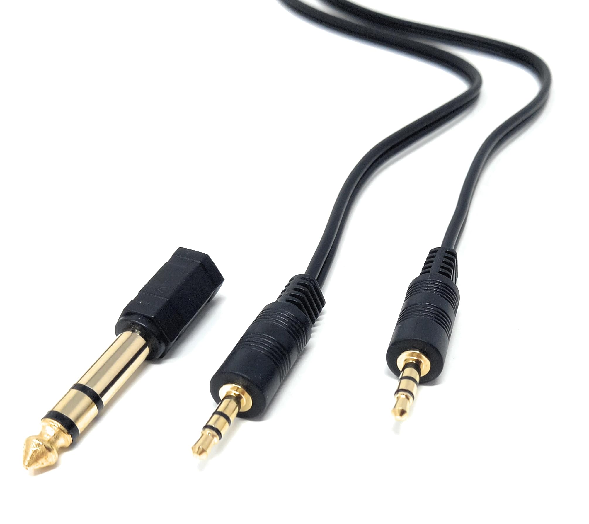 DRUT 20cm 3.5mm to 3.5mm Male Jack Audio Stereo AUX Cable With 6.35mm 1/4 inch Adapter Converter Gold Plated Connectors Lead 0.6ft Black