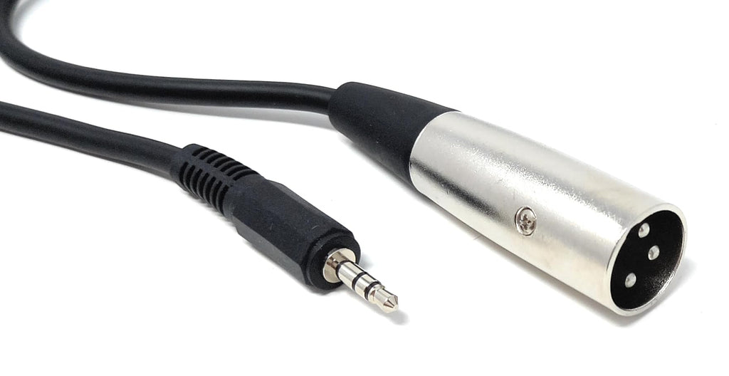 DRUT 3.5mm Stereo Jack to XLR Male Cable – 2m Audio Lead – PC, Laptop, MP3, Smartphone to Mixer, Speaker & Amplifier Connection Cord – Durable Stereo to XLR Adapter Wire