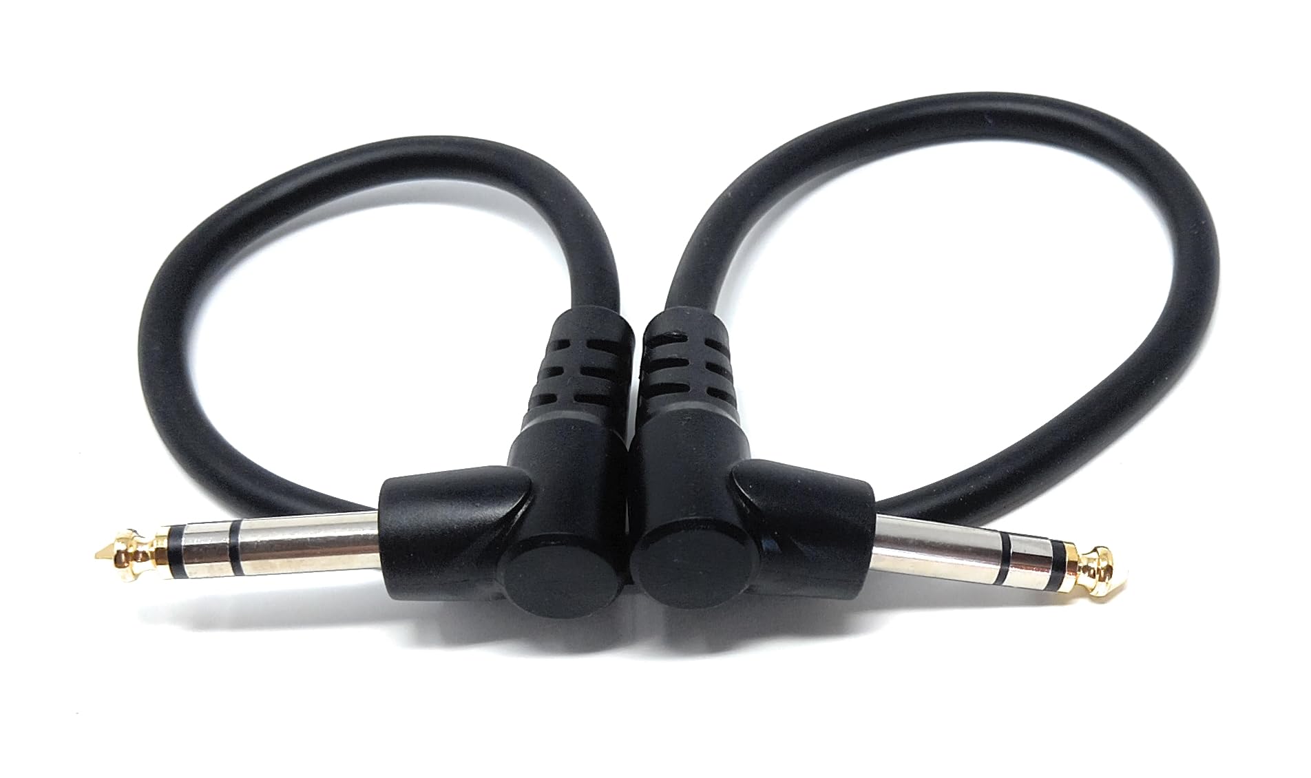 6.35mm 1/4" TRS Stereo Jack to Jack Plug, Dual Right Angle Patch Cable Lead for Headphones Amplifiers, Music Instruments, Live Events, DJ