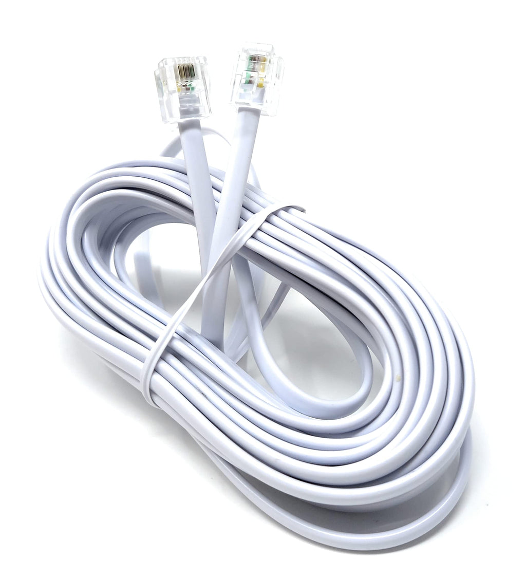 DRUT RJ11 to RJ11 Telephone Landline Cable ADSL (6P4C) Flat Lead High Speed BT Internet Broadband Male to Male Router, Modem, Phone Extension Wire