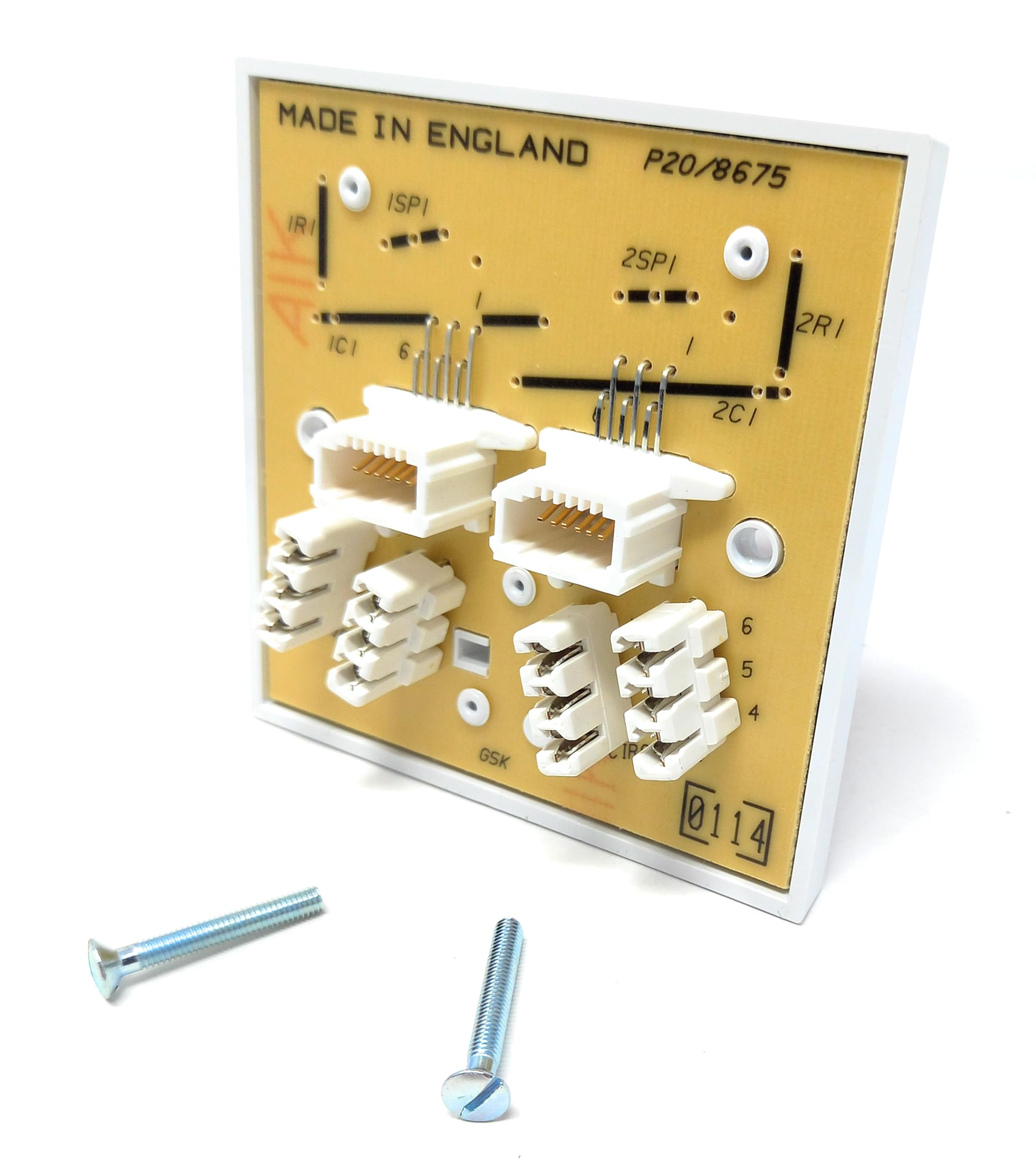 DRUT Twin BT Line Secondary Slave Extension Telephone Socket Faceplate 4/3A Type With IDC Connectors