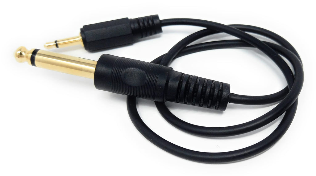 DRUT 3.5mm MONO Jack to 6.35mm MONO Jack Plug Audio TS Coax Cable Lead, Male to Male Gold Flashed Ends