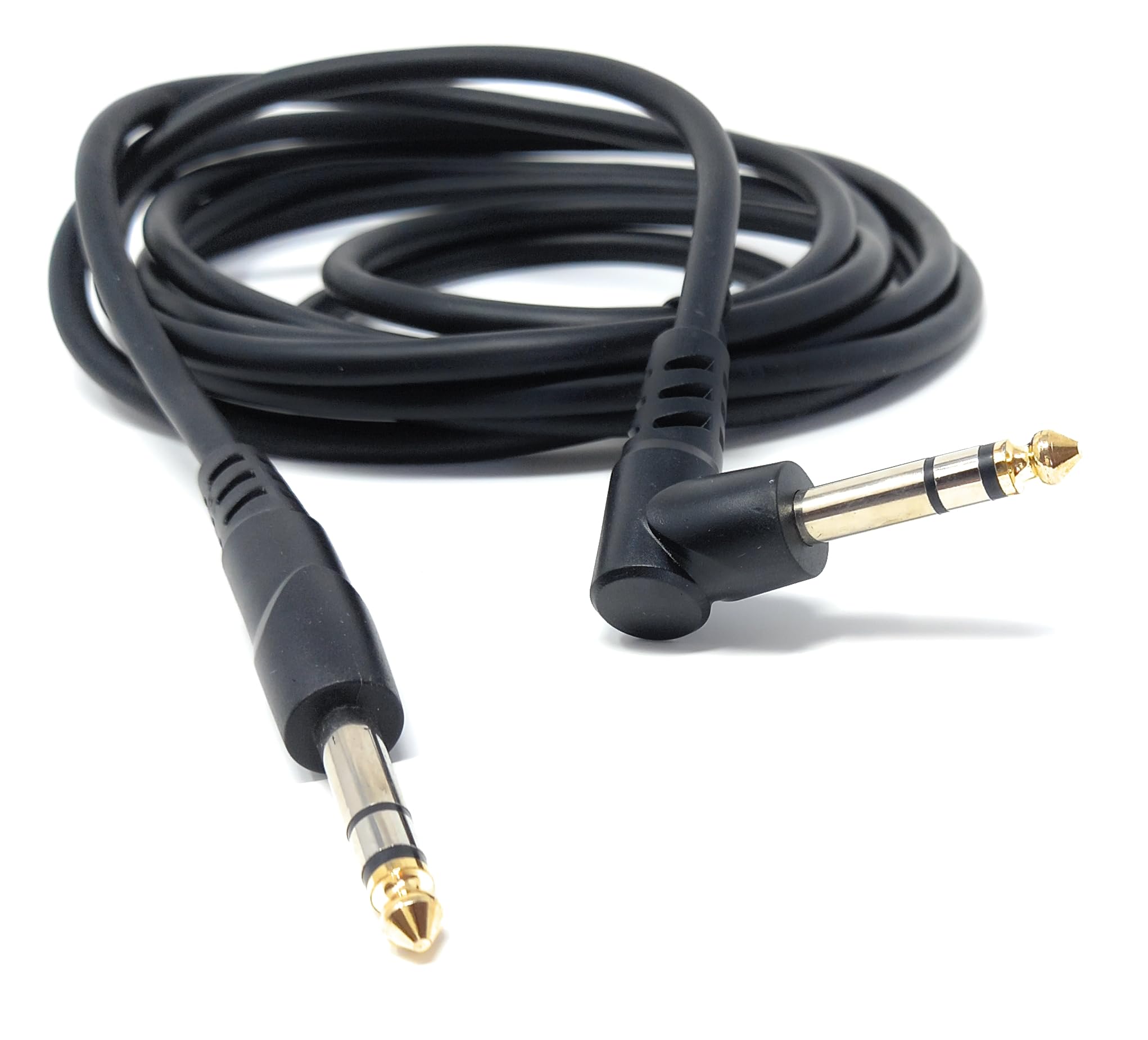DRUT 6.35mm 1/4" Stereo TRS Male Jack to Right Angled Male Jack, Audio, Music Instrument, Flexible Cable Lead