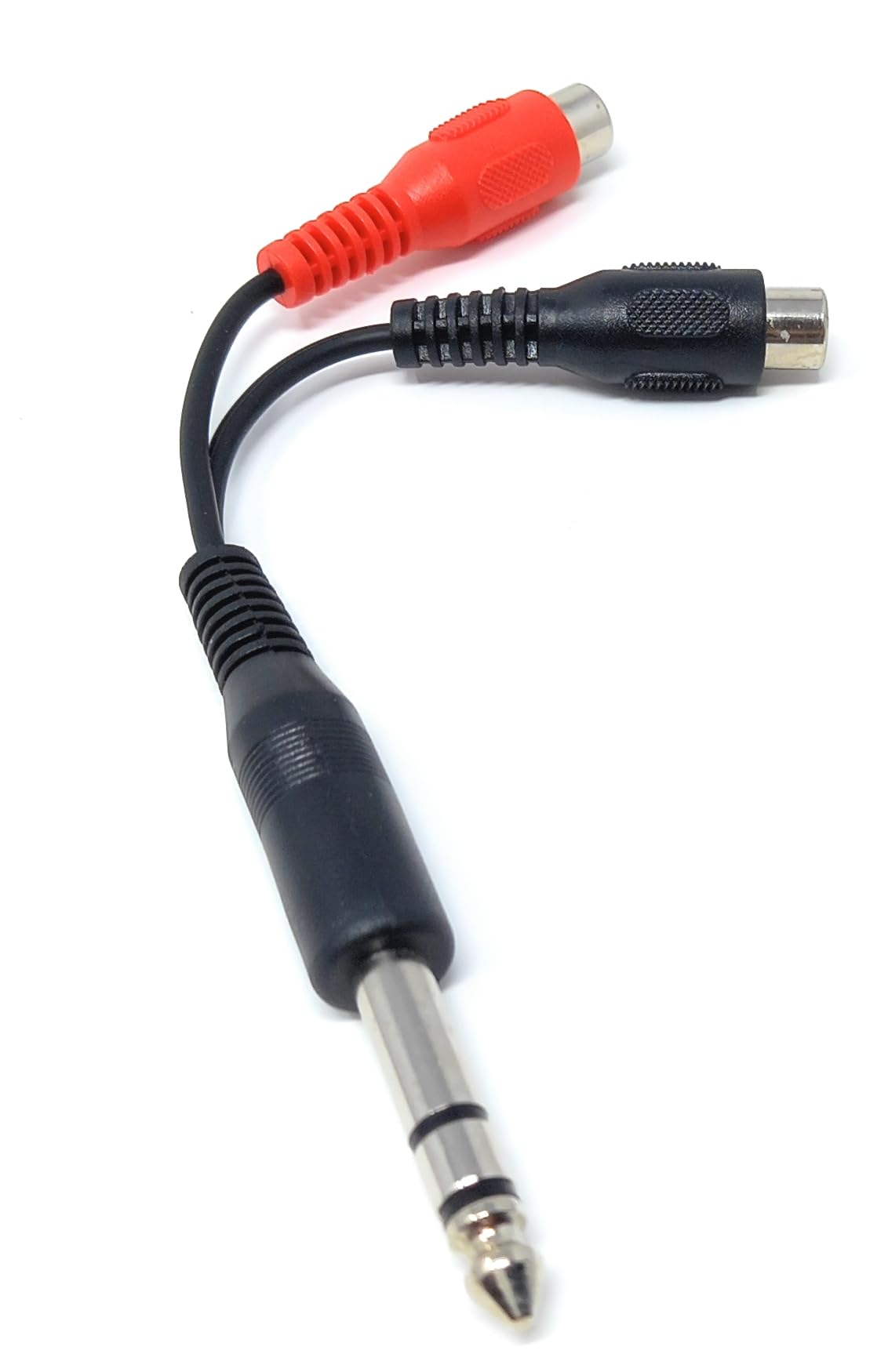 DRUT 10cm 6.35mm Stereo Jack Plug to 2 x RCA Phono Sockets Audio Adapter Cable Splitter